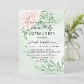 ピンク・ローズ・ユーカリプタス・ファースト・コミュニオン 招待状 (スタンド正面)