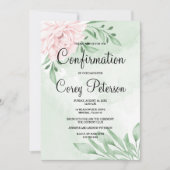 ピンク・ローズ・ユーカリ葉確認 招待状 (正面)