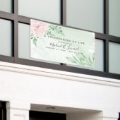 ピンク・ローズ・ユーカリ葉葬祭記念 横断幕 (ビルの外側)