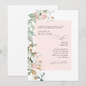 ピンク ローズ ユーカリ ウェディング   招待状 (正面/裏面)