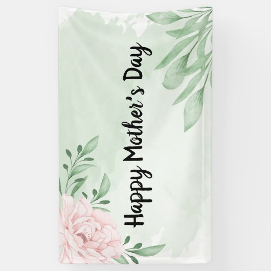 ピンク・ローズ・ユーカ葉リ・ズの葉の母の日 横断幕 (縦)
