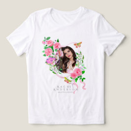 ピンク ローズ リボン シック フォト トライブレンドTシャツ