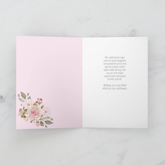 ピンク·ローズ·リース娘の義母のデイ·カード カード (内部)