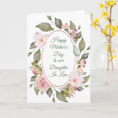 ピンク·ローズ·リース娘の義母のデイ·カード カード (黄色い花)