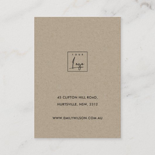 ピンク・ローズ・金ゴールドの葉2つのイヤリング・ディスプレイ・ロゴ 名刺 (裏面)