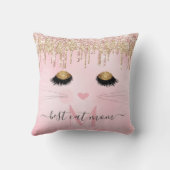 ピンク・ローズ・金ゴールド最高の・ネコ・ママ・モノグラム クッション (裏面)