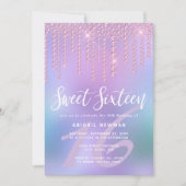 ピンク·ローズ·金ゴールド·エレガントダイヤモンド·ドリップ·sweet sixteen 招待状 (正面)