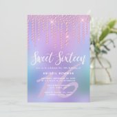 ピンク·ローズ·金ゴールド·エレガントダイヤモンド·ドリップ·sweet sixteen 招待状 (スタンド正面)