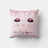 ピンク・ローズ・金ゴールド・グリッター最高の・猫のお母さん  クッション (裏面)