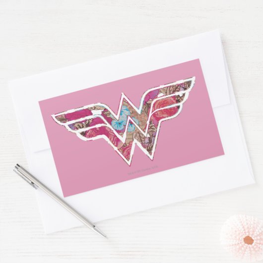 ピンク・ローズWW 長方形シール (封筒)