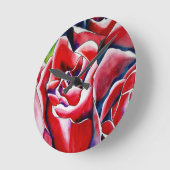 ピンク・ローゼズ水彩絵画アートズ ラウンド壁時計 (傾斜)