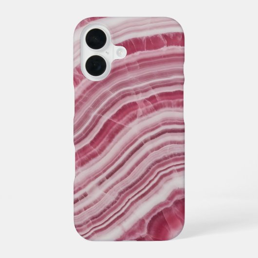ピンク・ロードクロサイト・大理石・瑪瑙の石のパターン iPhone 16ケース (裏面)