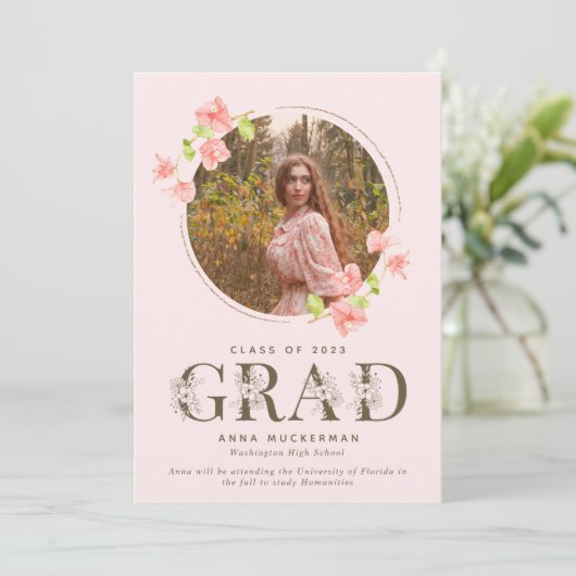 ピンク・ワイルドフラワーガール高校卒業 案内状 (スタンド正面)