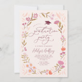 ピンク・ワイルドフラワーズ卒業パーティー 招待状 (正面)