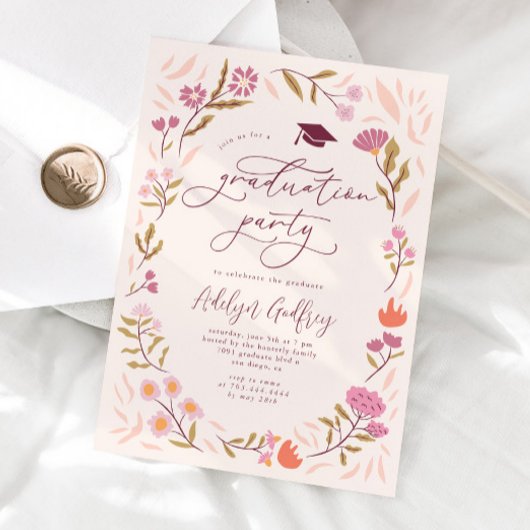 ピンク・ワイルドフラワーズ卒業パーティー 招待状