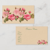 ピンク、ヴィンテージバラ、フェミニン名刺 名刺 (正面/裏面)