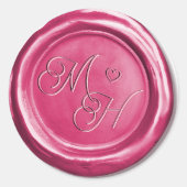 ピンク ヴィンテージ かわいい オーダーメイドイニシャル リアルなワックス ラウンドシール (正面)