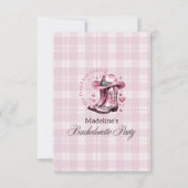 ピンク ヴィンテージ ウェスタン カウガール バチェロレッテ パーティー サンキューカード (裏面)