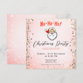 ピンク ヴィンテージ ジョリーサンタ スマイリングフェイス クリスマス 招待状 (正面/裏面)