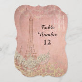 ピンク ヴィンテージ パリ パリの受付テーブル ナンバー (正面/裏面)