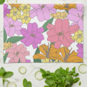 ピンク ヴィンテージ フラワー キッチン ティー タオル (折り畳み)