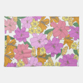 ピンク ヴィンテージ フラワー キッチン ティー タオル (横)