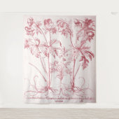 ピンク ヴィンテージ ボタニカル アート タペストリー (正面)