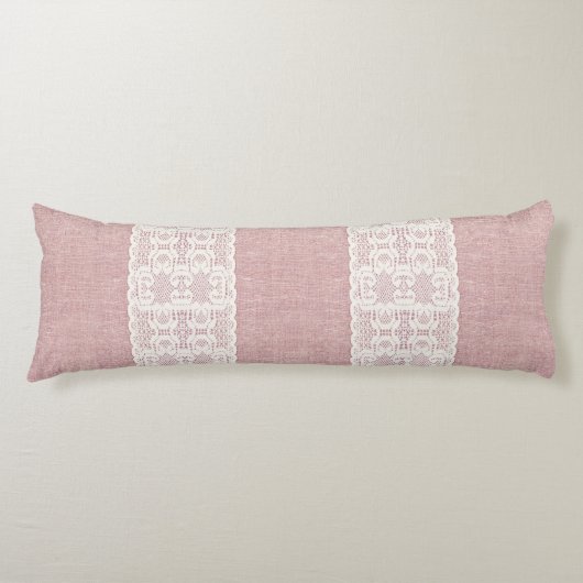 ピンク，ヴィンテージ，レース，バグランジラビクトリアン, ボディピロー (正面)