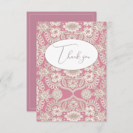 ピンク ヴィンテージ レース フラット サンクス カード