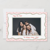 ピンク ヴィンテージ 手描きフレーム 写真 新年 シーズンカード (正面)