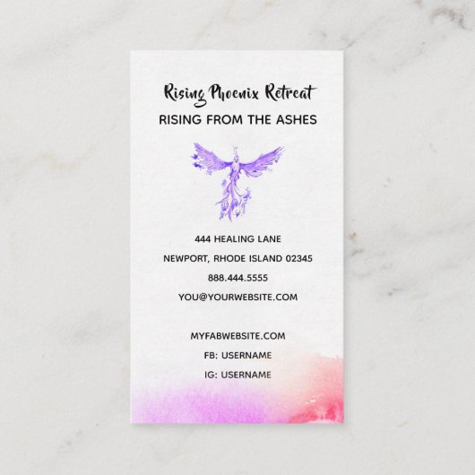 *~*ピンク·ヴグラデーションィレット·ピーチ·フェザーズ·フェニックス 名刺 (裏面)