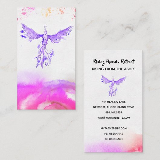 *~*ピンク·ヴグラデーションィレット·ピーチ·フェザーズ·フェニックス 名刺 (正面/裏面)