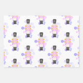 ピンク&伝統的薄紫クリスマスナツクラッカー ラッピングペーパーシート (正面2)