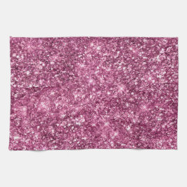 ピンク《写真》ぼけ味グリッター キッチンタオル