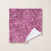 ピンク《写真》ぼけ味グリッター バスタオルセット (ウォッシュタオル)