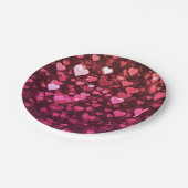 ピンク《写真》ぼけ味ハートデジタル壁紙 ペーパープレート (アングル)