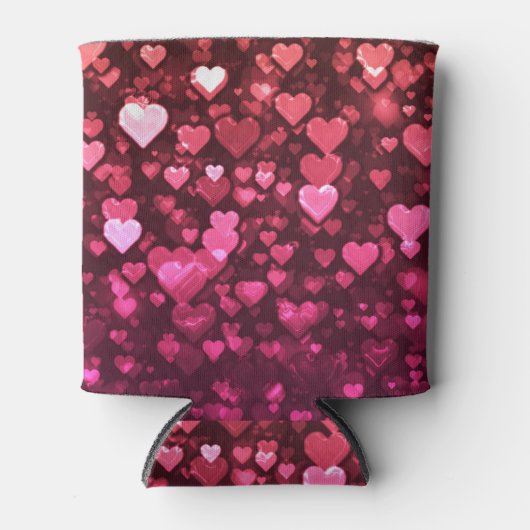 ピンク《写真》ぼけ味ハートデジタル壁紙 缶クーラー (正面)