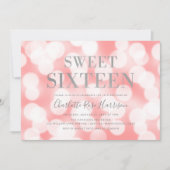 ピンク《写真》ぼけ味ライツシルバーSweet sixteen誕生日 招待状 (正面)