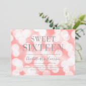 ピンク《写真》ぼけ味ライツシルバーSweet sixteen誕生日 招待状 (スタンド正面)