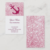 ピンク《写真》ぼけ味航海のグリッターいかり 名刺 (正面/裏面)