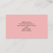 ピンク |助産師Doula妊婦の腹 名刺 (裏面)