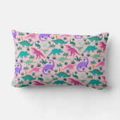 ピンク |可愛いカラフル恐竜のパターン子供の名前 ランバークッション (裏面)