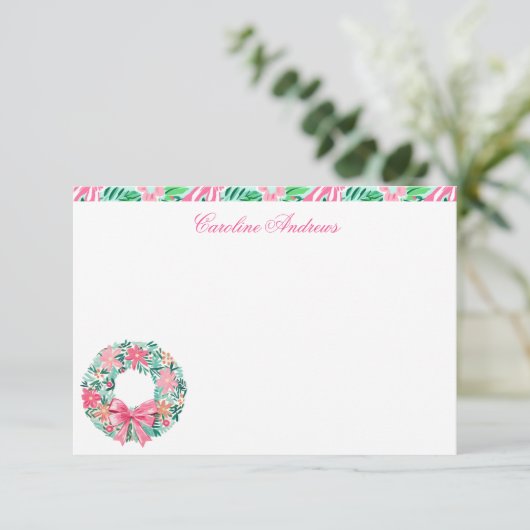 ピンク&名門私立校風のグリーンパームビーチリース サンキューカード (スタンド正面)