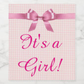 ピンク「女の子だ」ワインボトルラベル ワインラベル (シングルラベル)