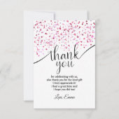 ピンク, 女の子, コンフェッティ, 感謝カード 招待状 (正面)