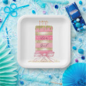 ピンク「女の子」 ペーパープレート (パーティー)