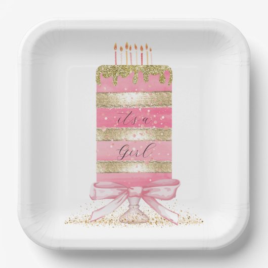 ピンク「女の子」 ペーパープレート (正面)