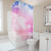 ピンク、平和、青、黄色い雲と空。抽象芸術 シャワーカーテン (インサイチュ)