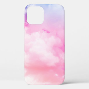 ピンク、平和、青、黄色い雲と空。抽象芸術 iPhone 12ケース