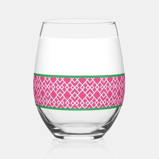 ピンク 幾何学的な お祝い ステムなしワイングラス (裏面)